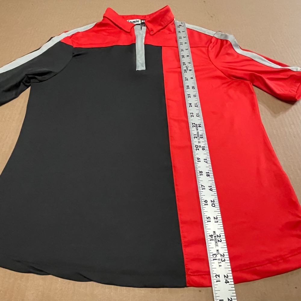 Vintage Jamie Sadock Women's Sz Small Red & Black Cap Sleeve‎ V-Neck Polo Shirt - Picture 10 of 12